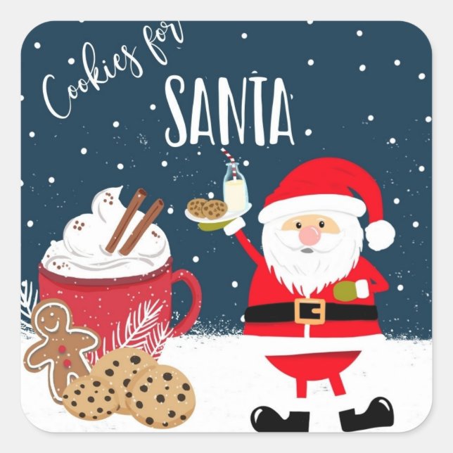 Sticker Carré Cookies de Noël pour le lait père Noël Christmas E (Devant)