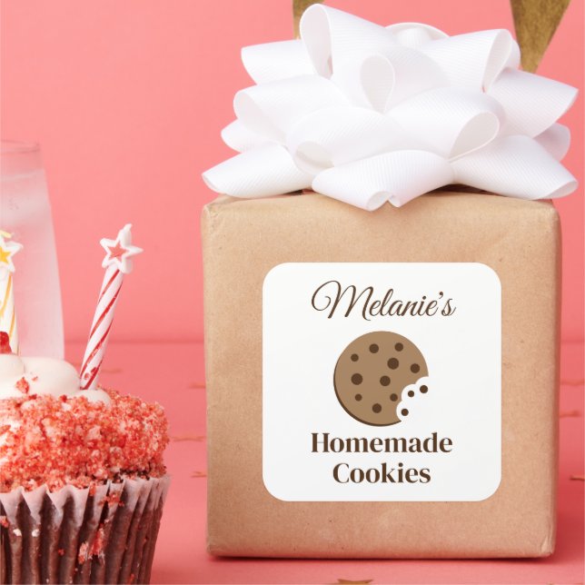Sticker Carré Cookies de puces de chocolat maison personnalisés  (Fête)