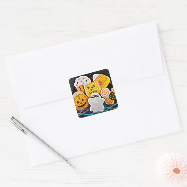 Sticker Carré Cookies d'Halloween ! (Enveloppe)