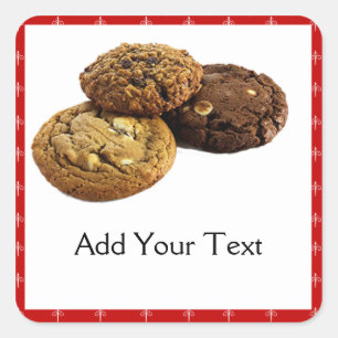 Sticker Carré Cookies et autres desserts délicieux en rouge