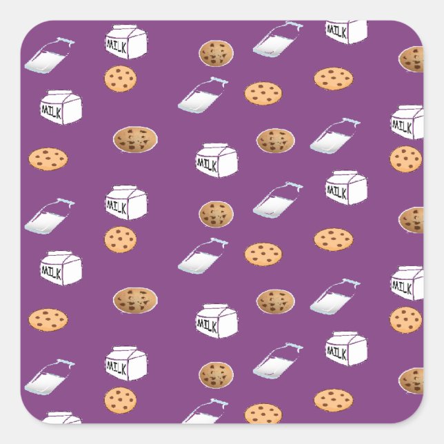 Sticker Carré Cookies et lait sur violet (Devant)