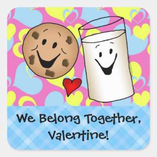 Sticker Carré Cookies et lait Valentine