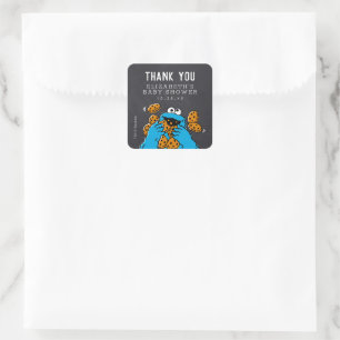 Sticker Carré Cookies Monster Chalkboard Baby shower Merci