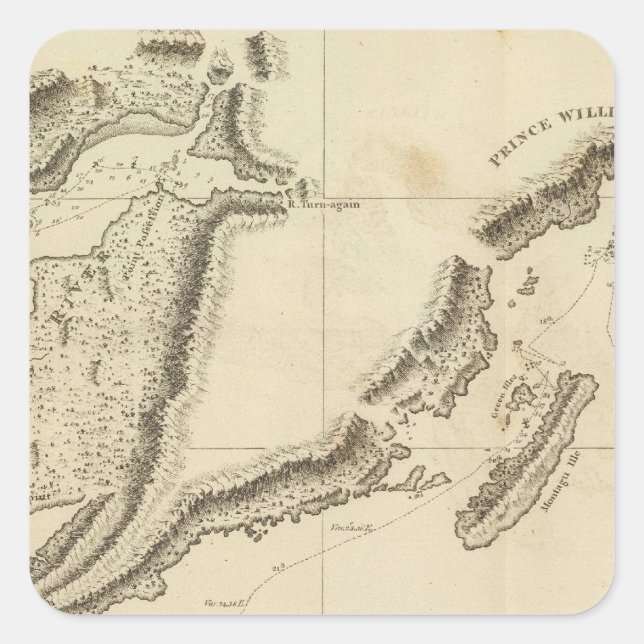 Sticker Carré Cooks River, Alaska (Devant)