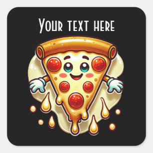 Sticker Carré Cool amateurs de pizza party ajouter du texte