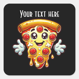 Sticker Carré Cool amateurs de pizza party ajouter du texte