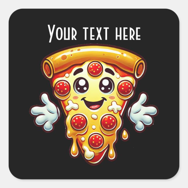 Sticker Carré Cool amateurs de pizza party ajouter du texte (Devant)
