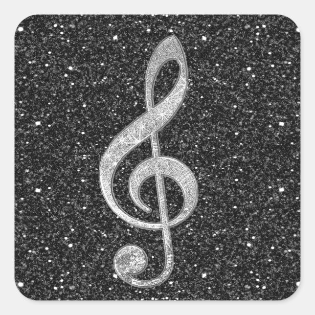 Sticker Carré Cool argent parties scintillant effet brillant tre (Devant)