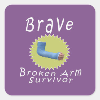 Sticker Carré Cool Brave Broken Arm Survivor Cadeau pour garçons