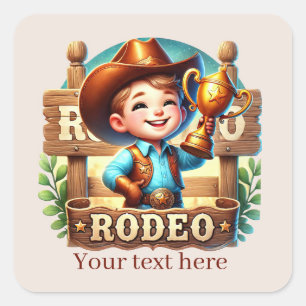 Sticker Carré Cool Cowboy Rodeo ajouter du texte