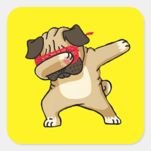 Sticker Carré Cool Dabbing Carlin Danse de chien