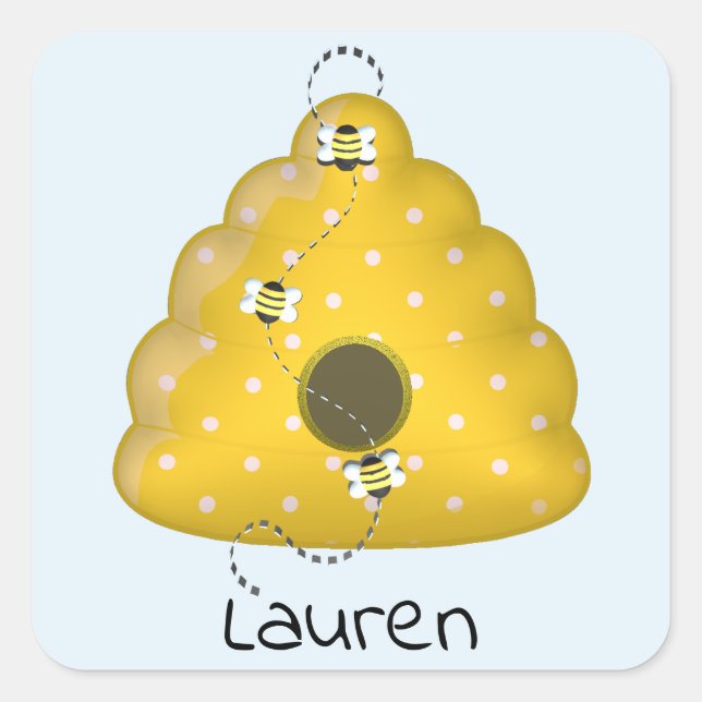 Sticker Carré Cool d'abeilles avec ruche (Devant)