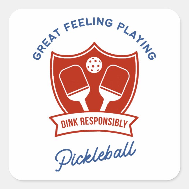 Sticker Carré Cool de Pickleball design à porter (Devant)