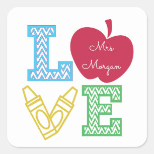 Sticker Carré Cool enseignant amour écriture décorative carré au