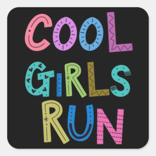 Sticker Carré Cool Filles Coureurs Coureurs Courir Lover Filles