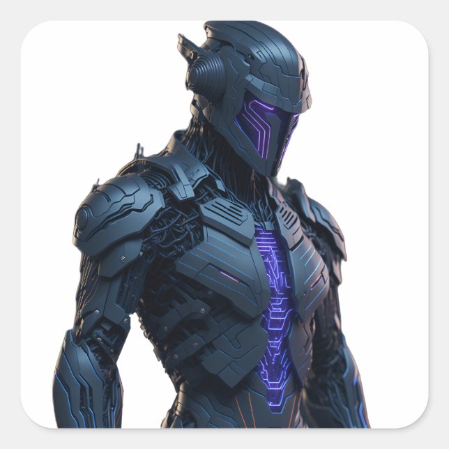 Sticker Carré Cool futuriste conception robot haute qualité (Devant)