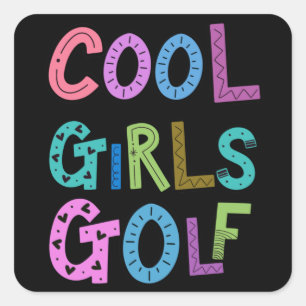 Sticker Carré Cool Girls Golf Golfing Lover Sport Femmes Enfants
