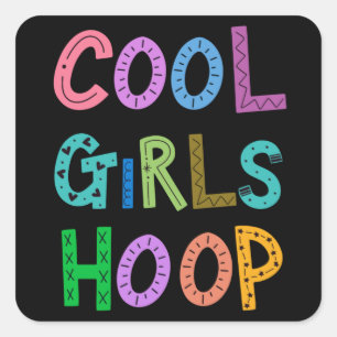 Sticker Carré Cool Girls Hoop Hula Hoop Girls