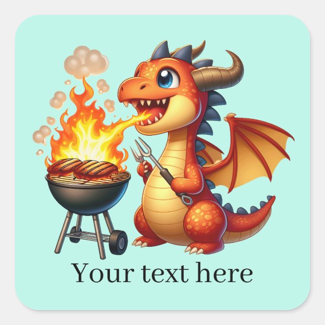Sticker Carré Cool grillage dragon ajouter du texte (Devant)