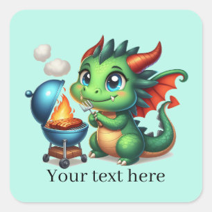 Sticker Carré Cool grillage dragon ajouter du texte