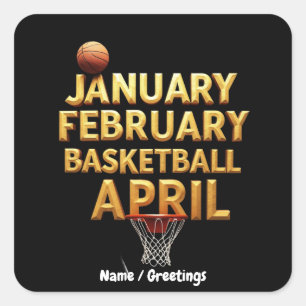 Sticker Carré Cool Janvier Février Basketball Avril Designs