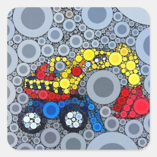 Sticker Carré Cool Kids Construction Truck Excavator Digger