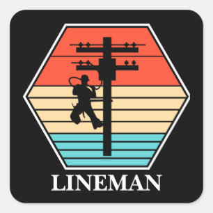 Sticker Carré Cool Lineman Vintage Sunset