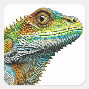 Sticker Carré Cool look Lizard AI Art