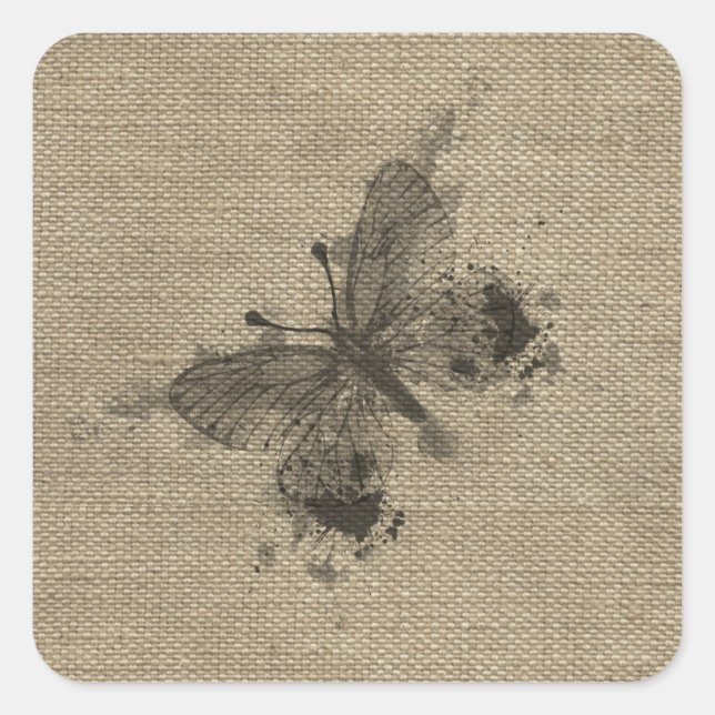 Sticker Carré Cool mignon taches gris tendance papillon vintage (Devant)