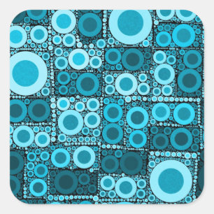 Sticker Carré Cool moderne Cercles Bleu Turquoise mosaïque Carre