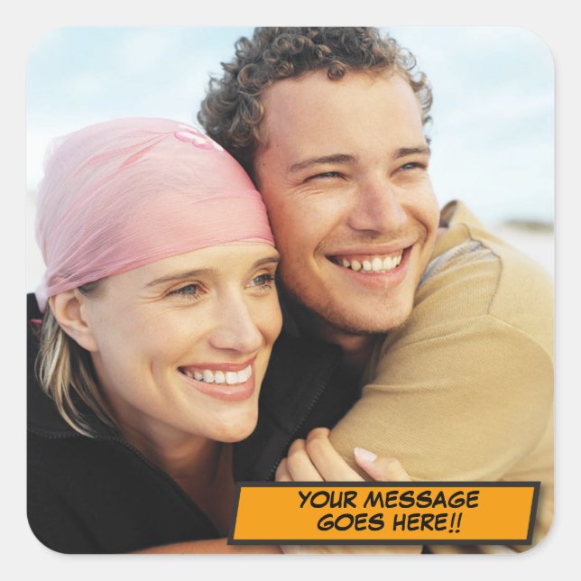 Sticker Carré Cool moderne photo personnalisée (Devant)