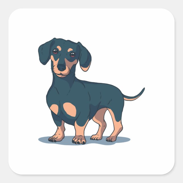 Sticker Carré Cool noir Dachshund conception chien (Devant)