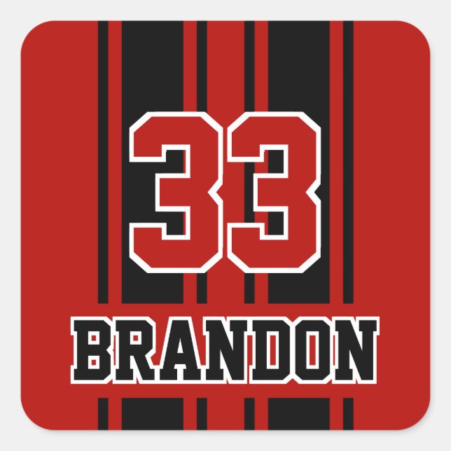 Sticker Carré Cool Personnalisé Rouge Et Noir Course Auto Strips (Devant)