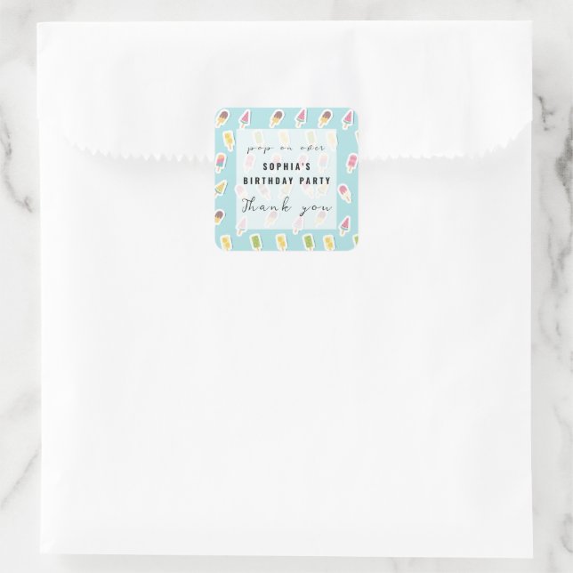 Sticker Carré Cool Summer Popsicle Anniversaire (Sac)