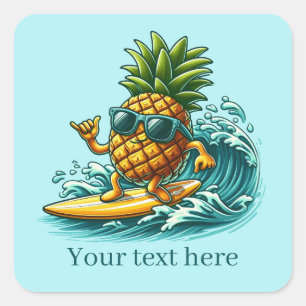 Sticker Carré Cool surf ananas ajouter le texte été