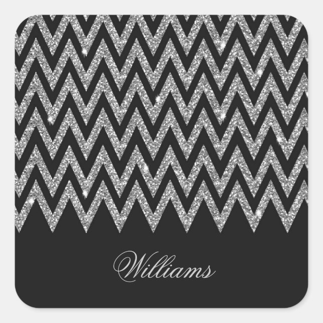 Sticker Carré Cool tendance chevron zigzag faux parties scintill (Devant)