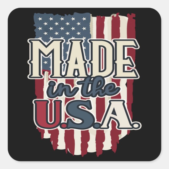 Sticker Carré Cool USA Drapeau design made in USA (Devant)
