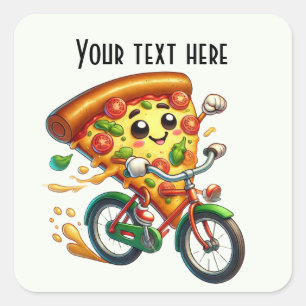 Sticker Carré Cool vélo équitation pizza fête