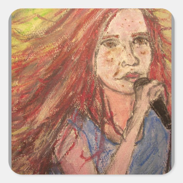 Sticker Carré Coolest Rocker Girl (Devant)