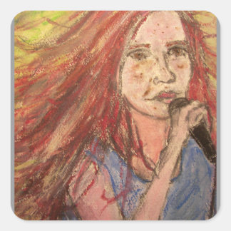 Sticker Carré Coolest Rocker Girl