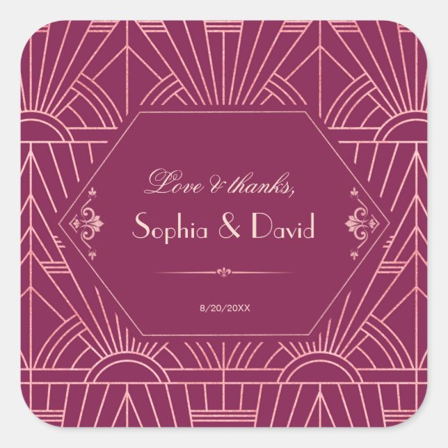 Sticker Carré Cooper Rose Great Gatsby Mariage des années 1920 (Devant)