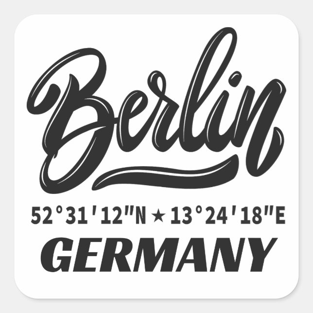 Sticker Carré Coordonnées de Berlin Allemagne (Devant)