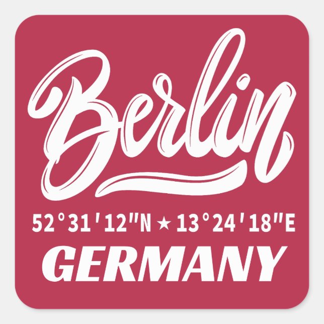 Sticker Carré Coordonnées de Berlin Allemagne (Devant)
