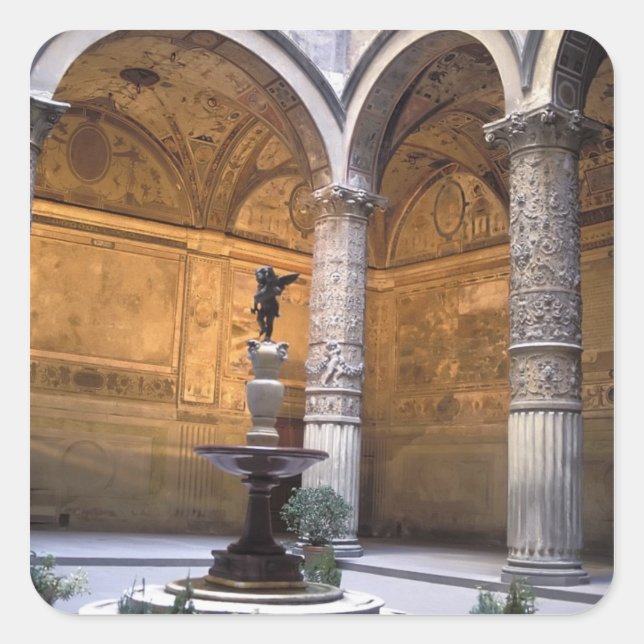 Sticker Carré Copie de Putto avec dauphin par Andrea del (Devant)