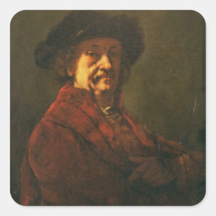Sticker Carré Copie d'un autoportrait de Rembrandt, 1869