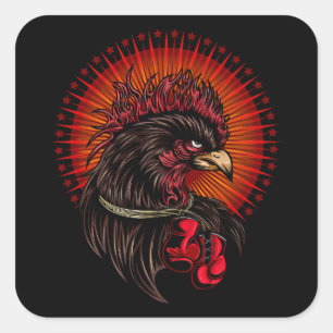 Sticker Carré Coq de boîte