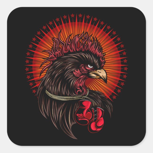 Sticker Carré Coq de boîte (Devant)