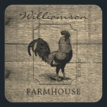 Sticker Carré Coq de Ferme Rustique en Bois de Grange Nom de Fam<br><div class="desc">Autocollant Nom de Famille Coq de Ferme Rustique en Bois de Grange - Parfait pour un usage personnel ou professionnel. Notre autocollant de ferme en détresse présente un coq de campagne sur du bois de grange en détresse et vieilli. L'autocollant est personnalisé avec le nom de famille, l'année EST et...</div>