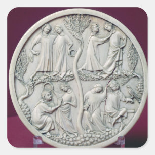 Sticker Carré Coque miroir représentant des scènes courtoises, c