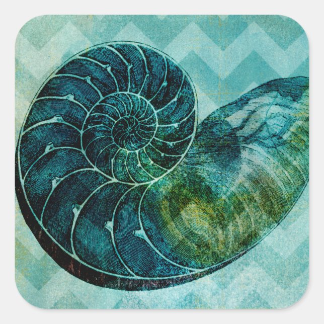 Sticker Carré Coque spirale Turquoise (Devant)